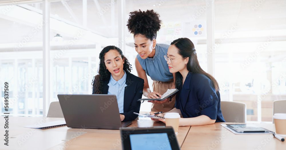 How to Start a Successful Career in Tech – No Experience Needed Business women, laptop and collaboration in office for marketing management, leader innovation or strategy research. Team meeting, employee support and tech manager or leadership idea discussion